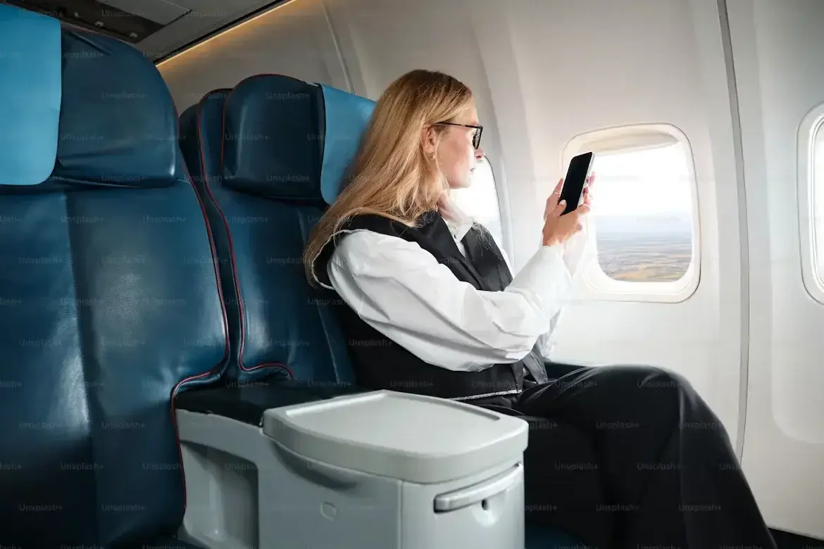 Traveler enjoying a flight